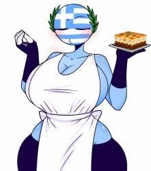 greece_(countryhumans), countryhumans, countryhumans_girl, kak0yt0_chel_style, apron