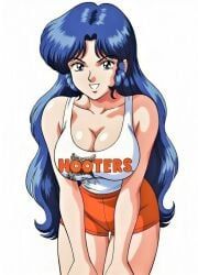 b-ko_daitokuji, hooters, project_a-ko, big_breasts, blue_hair