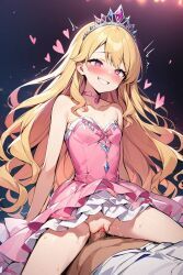 actualtrashhuman, 1boy, 1girls, bare_shoulders, blonde_hair