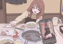 original, mediaka, yakiniku, 1boy, :d