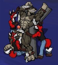 kctk, 3_toes, abs, anthro, beard