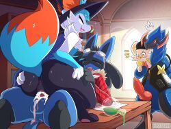braixen, flaire_the_braixen_(novathelucario), haxorus, lucario, nova_the_lucario_(character)