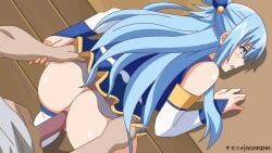 aqua_(konosuba), kono_subarashii_sekai_ni_shukufuku_wo!, ocarinaotw, 1boy, 1girls