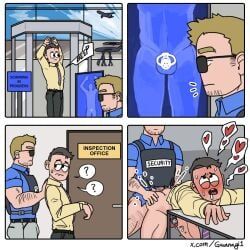gwanagi, 2boys, airport, airport_security, anal
