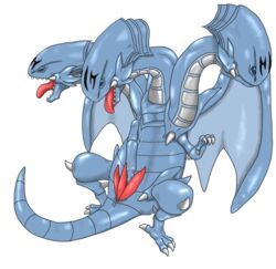 blue-eyes_ultimate_dragon, yu-gi-oh!, 3_heads, animal_genitalia, blue_eyes