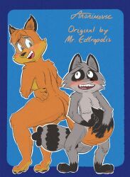 melanie_fox, ronnie_raccoon, anonimouse8th, 1boy, 1girls