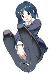 tamahagane, black_pantyhose, blue_eyes, blue_hair, blush