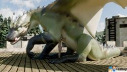 green_dragon_(untied_verbeger), mythology, castle, dragon, duo