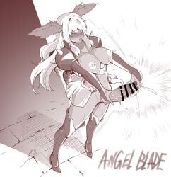nailkaiser, angel_blade, breasts, cum, dark_skinned_futa