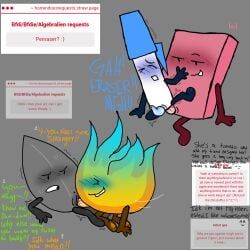 eraser_(bfdi), firey_(bfdi), leafy_(bfdi), pen_(bfdi), battle_for_dream_island