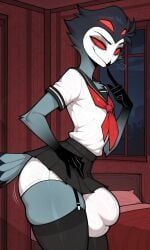 stolas_(helluva_boss), helluva_boss, vivziepop, bed, bedframe