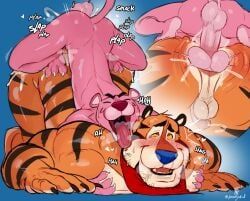 pink_panther, tony_the_tiger, frosted_flakes, kellogg's, roseyskull