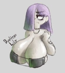 lily_(duolingo), duolingo, garbatch, yourstrulygarbage, cleavage