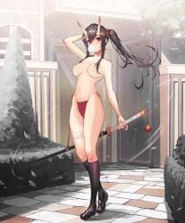 hibiki_(evertale), evertale, red_bikini, sword