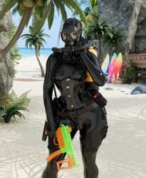 original_character, skyebunny, beach, clothed_female, corset