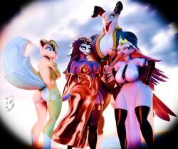 deathclaw, female_stolas, mommyclaw_(vulgarvictor), stella_(helluva_boss), stolas_(helluva_boss)