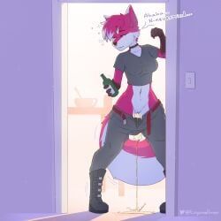 tinysmallman, anthro, blue_sclera, bodily_fluids, boots