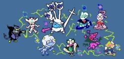 clover_(deltarune), elnina_(deltarune), floradinn, jevil_(deltarune), mantis_(deltarune)