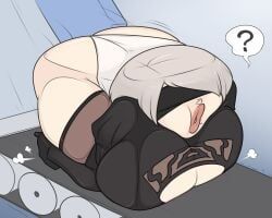 yorha_2b, noh-buddy, confused, cube_transformation, degradation