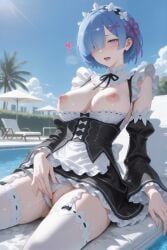 rem_(re:zero), patreon, re:zero_kara_hajimeru_isekai_seikatsu, 1girls, apron