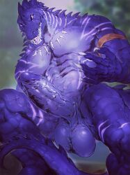 thebigslick, 5_fingers, abs, anthro, balls
