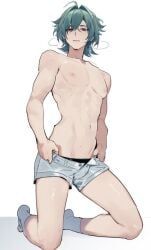 lohen_(genshin_impact), genshin_impact, eriimyon, blue_hair, clothed