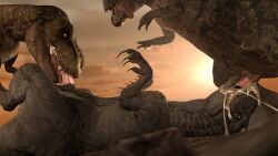 giganotosaurus_(jurassic_world_dominion), indominus, indominus_rex, rexy_(jurassic_park), dinosaurs