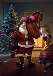 santa_claus, christmas, holidays, satanic_monkey, ankles_tied