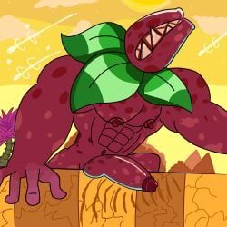 devour_bloom_(pvz), plants_vs_zombies, 1boy, bara, big_cock