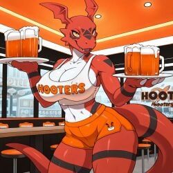 digimon_(species), guilmon, bandai_namco, digimon, hooters