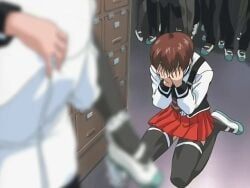 murai_ayumi, bible_black, 1boy, 2girls, academy_uniform_(bible_black)