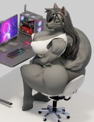 oleanderin, anthro, computer, computer_monitor, fat_ass