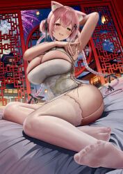 original, ya_ta, 1girl, aerial_fireworks, animal_ear_fluff