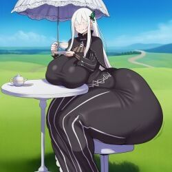 echidna_(re:zero), re:zero_kara_hajimeru_isekai_seikatsu, gigigens, 1girls, ass