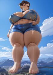 chun-li, street_fighter, barefoot, brown_eyes, brown_hair