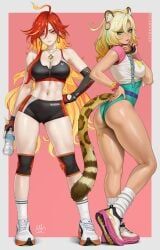 mavuika_(genshin_impact), xilonen_(genshin_impact), genshin_impact, hoyoverse, mirco_cabbia