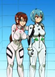 mari_illustrious_makinami, rei_ayanami, neon_genesis_evangelion, waiftoon, 2girls