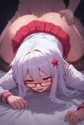loji, backshots, glasses, sailor_uniform, silver_hair
