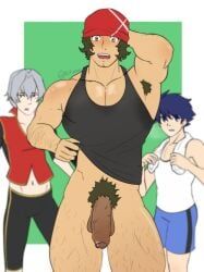 takeru_taiga, idolmaster_side-m, kityeou, arm_behind_head, armpit_hair