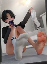 marnie_(mugibunbun), mugibunbun, ass, bare_legs, black_hair