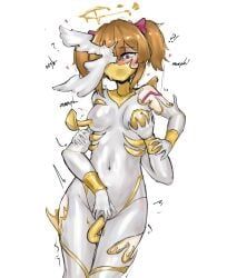 original, rokosan, bodysuit, brown_hair, confused