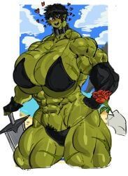chezxxx, abs, flowers, green_skin, hyper_breasts