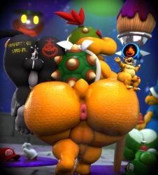 bowser, bowser_jr., green_yoshi, kamek, koopa