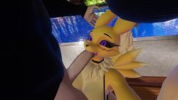 renamon, digimon, vrchat, queenstarvr, blowjob