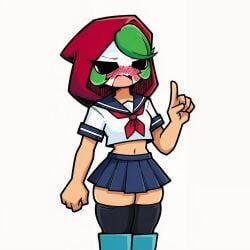 youtube, liki, blush, fully_clothed, green_hair