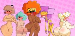 basketball_(bfdi), bell_(bfdi), eggy_(bfdi), foldy_(bfdi), robot_flower_(bfdi)
