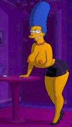 marge_simpson, the_simpsons, big_breasts, erect_nipples, miniskirt