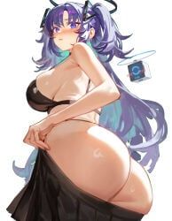 yuuka_(blue_archive), blue_archive, 1girl, ass, black_bra