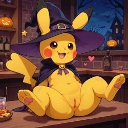 pikachu, pokemon_(species), halloween, frosting.ai, anthro