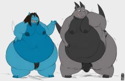 bangabear, belly, blue_body, bulge, clothing